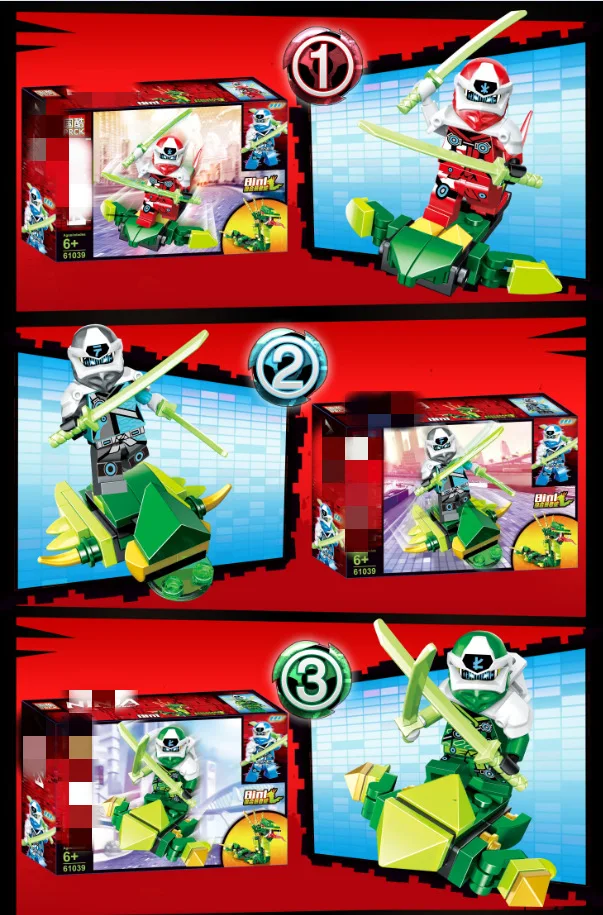 8 шт. ниндзя мастера Кружитцу фигурки с оружием строительные блоки кирпичные