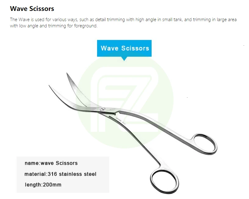 

VIV Aquatic 25cm Stainless Steel Wave Scissories Aquarium Aquacaping Tools