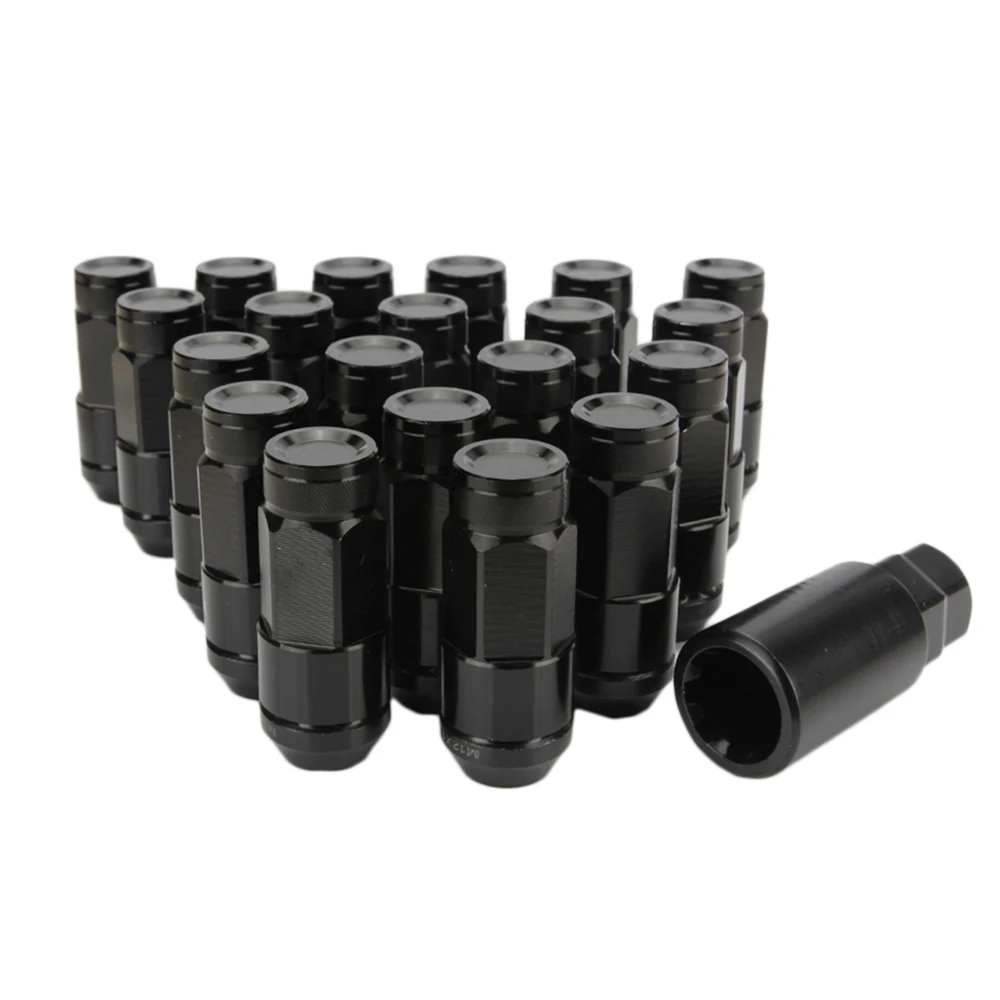black Высокое качество 20x сплав сталь Сплит Тип противоугонные гайки M12X1.25/M12X1.5 универсальные автомобильные стопорные гайки колеса с 1 ключом безопасности - Название цвета: black