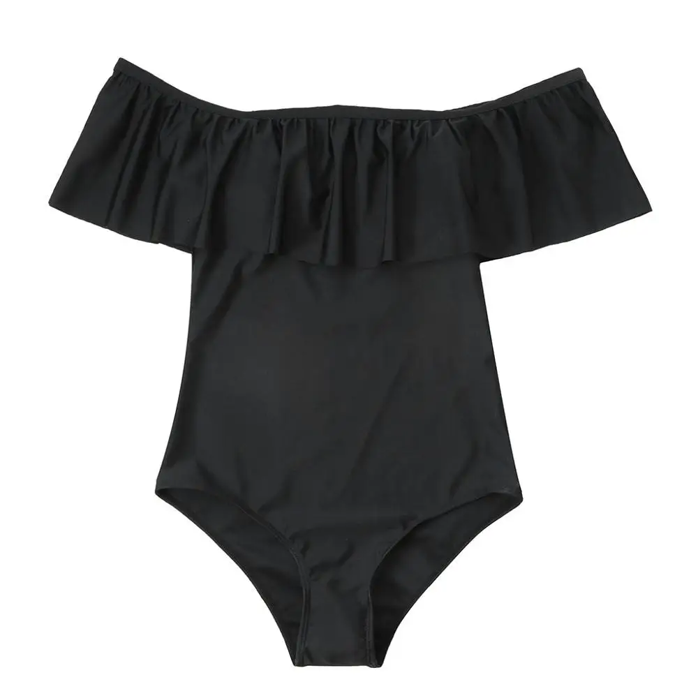 Женский купальник с оборками однотонное бикини и лямкой на шее для беременных