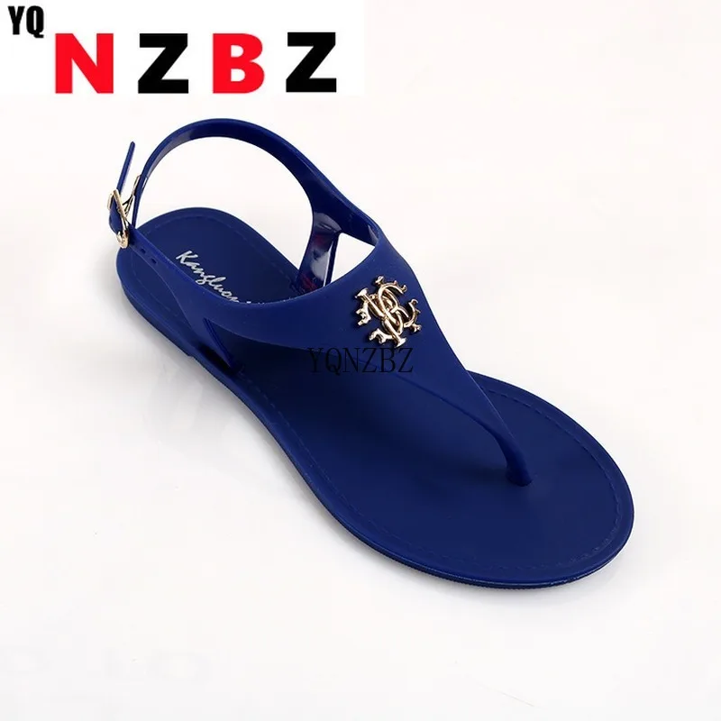

2021 New Women Sandals Summer Fashion Peep Toe Jelly Flip Flops buckle Non-slip Flat Sandals Woman sandalia feminina