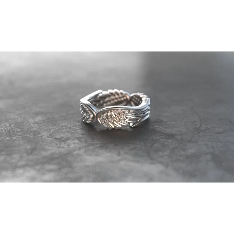 

999 серебро, лидер продаж, новинка, кольцо с крыльями ангела, перьями, крыльями, кольцо в европейском и американском винтажном стиле, черное ко...