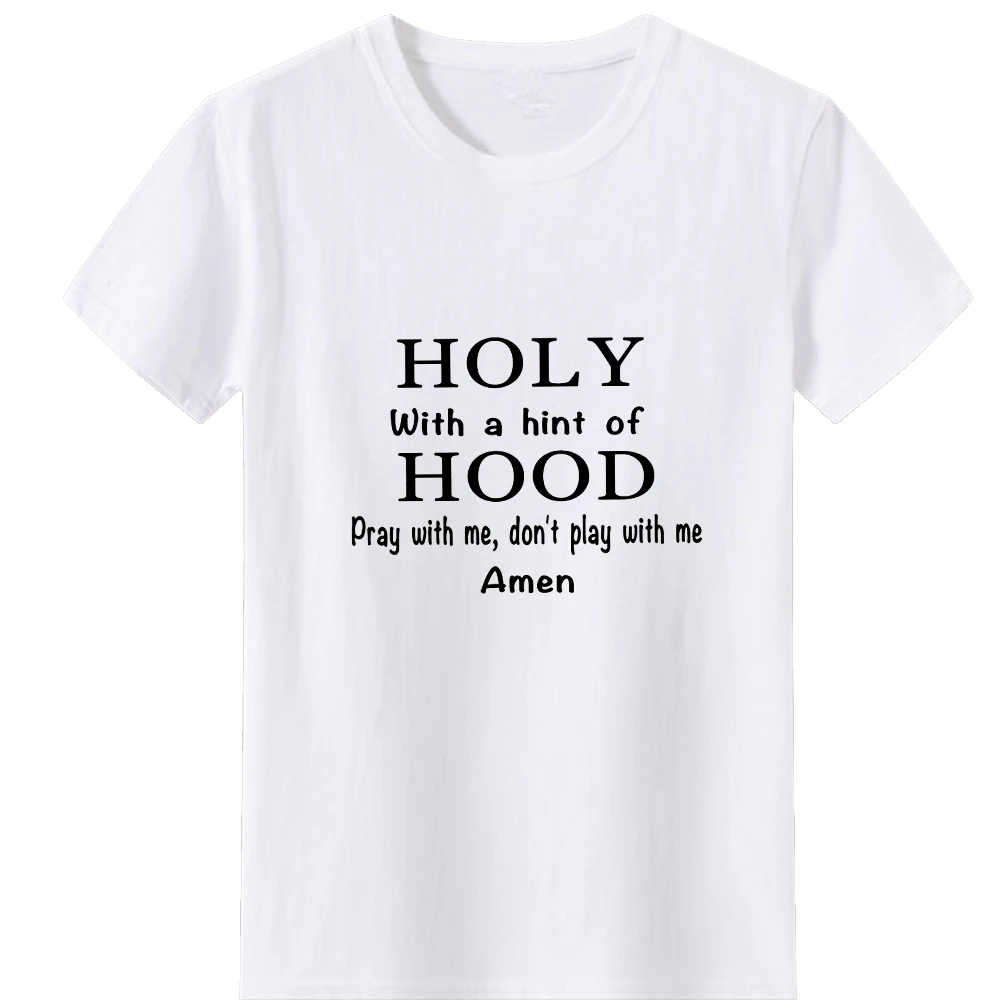 HOLY with A Hint of Hood T-shirt Women Casual Women Short Sleeve Hipster Graphic T Shirt Black Red Letter Graphic T Shirt Female