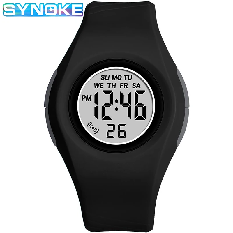 Часы наручные SYNOKE детские черные брендовые студенческие цифровые спортивные с