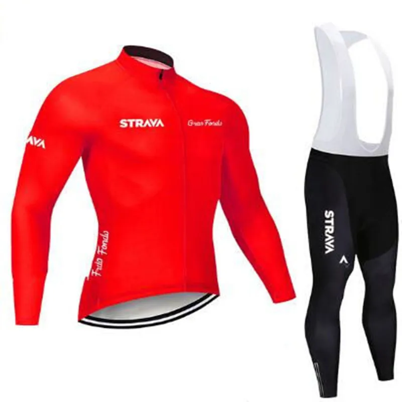 STRAVA Team Winter 2019 Черный ДЖЕРСИ для верховой езды 9D Комплект велосипедных штанов