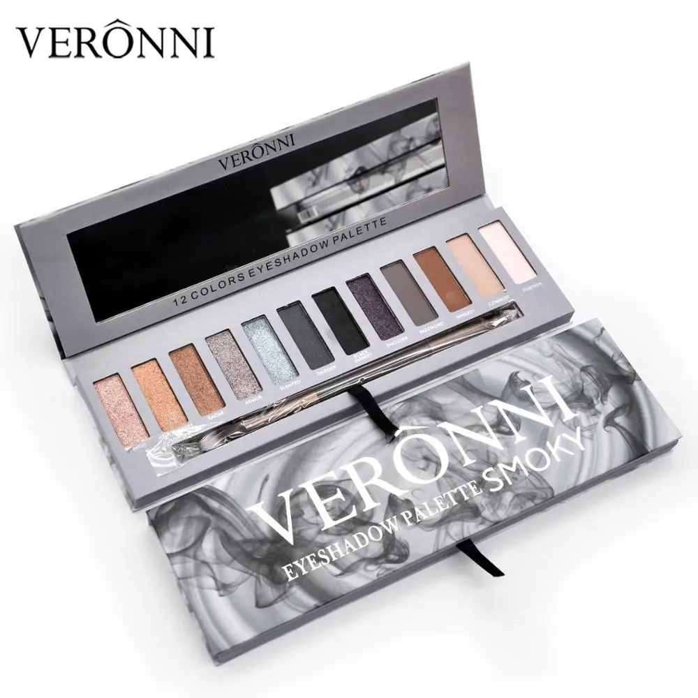 VERONNI 12 цветов дымчатые тени обнаженные стойкие матовые для век мерцающий пигмент