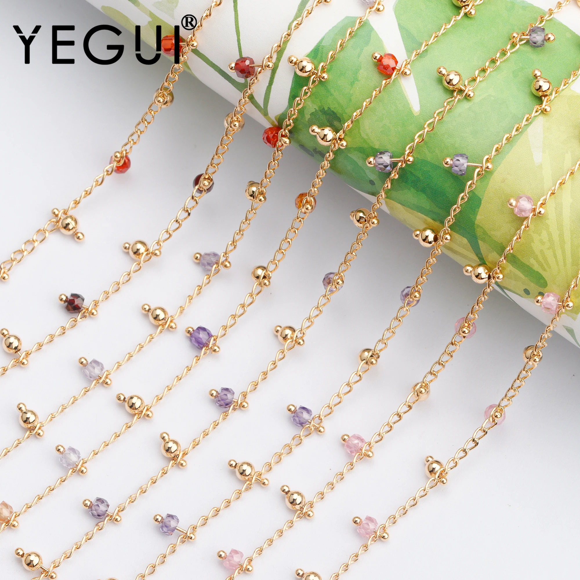 

YEGUI C88,jewelry accessories,18k gold plated,0.3 microns,diy chain,zircon,hand made,jewelry making,diy bracelet necklace,1m/lot