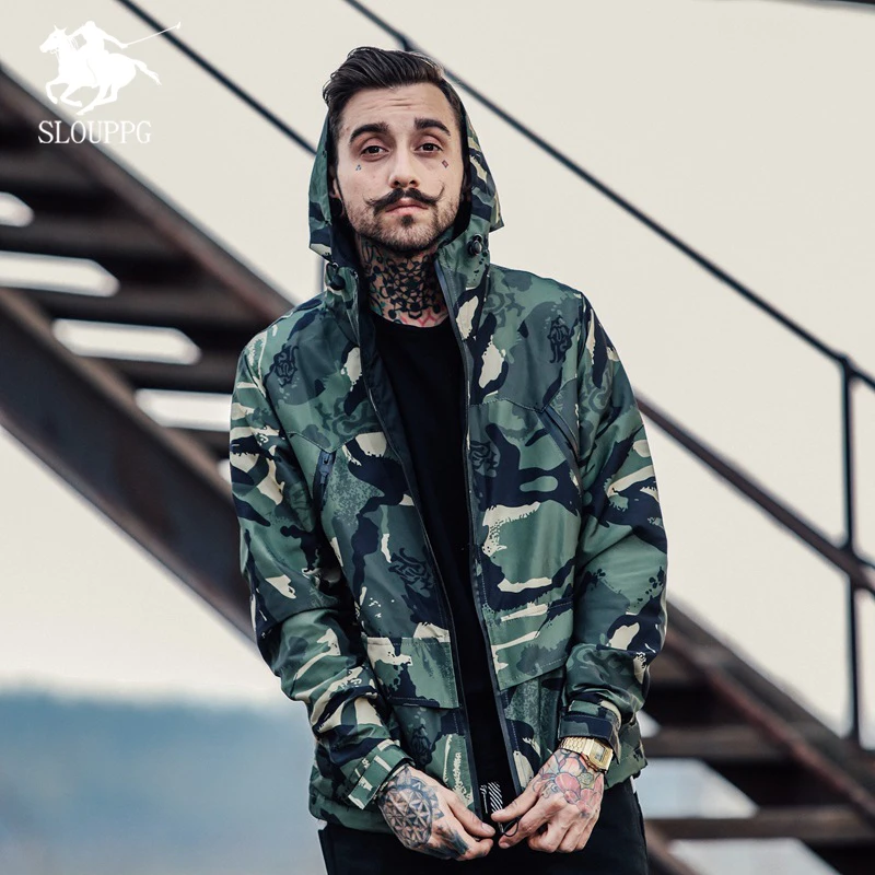2019 весна-осень Камуфляжный ветровки мужские куртки на молнии Военная