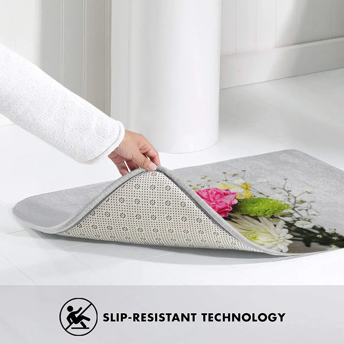 

Blooming Flowers Flannel Doormat Welcome Doormat Entrance Carpet Anti-Slip Nordic Style Colorful Door Floor Room Dustproof Mats