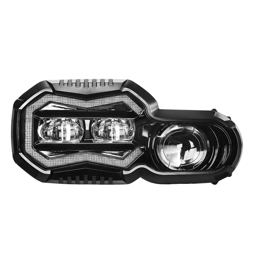 

Newest E24-R113 Approved Motorcycle LED Headlight with Angel Eye DRL Assembly Kit for BMW F650G F700GS F800GS F800ADV F800R