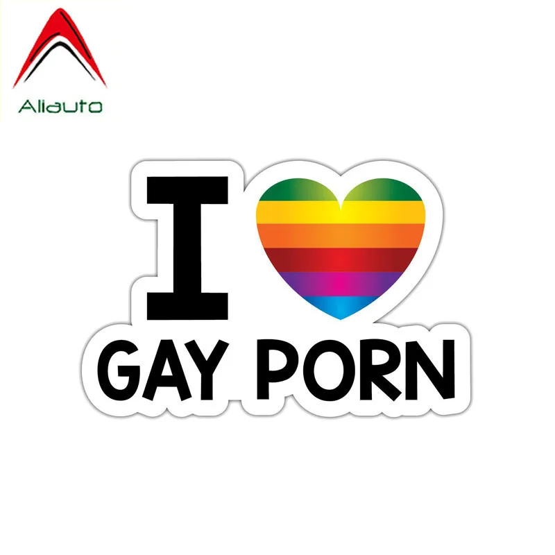 Aliauto Personality Car Sticker Rainbow I Love Gay Porn Sexy Cover Scratch Waterproof Funny Accessories PVC Decal 12cm*8cm | Автомобили и