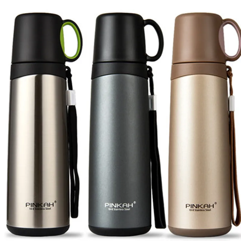 

420ml520ml Creative Sports Thermo Mug 304 Stainless Steel Student Thermo Coffee Mug Bounce Cup Lid Household Water Bottle