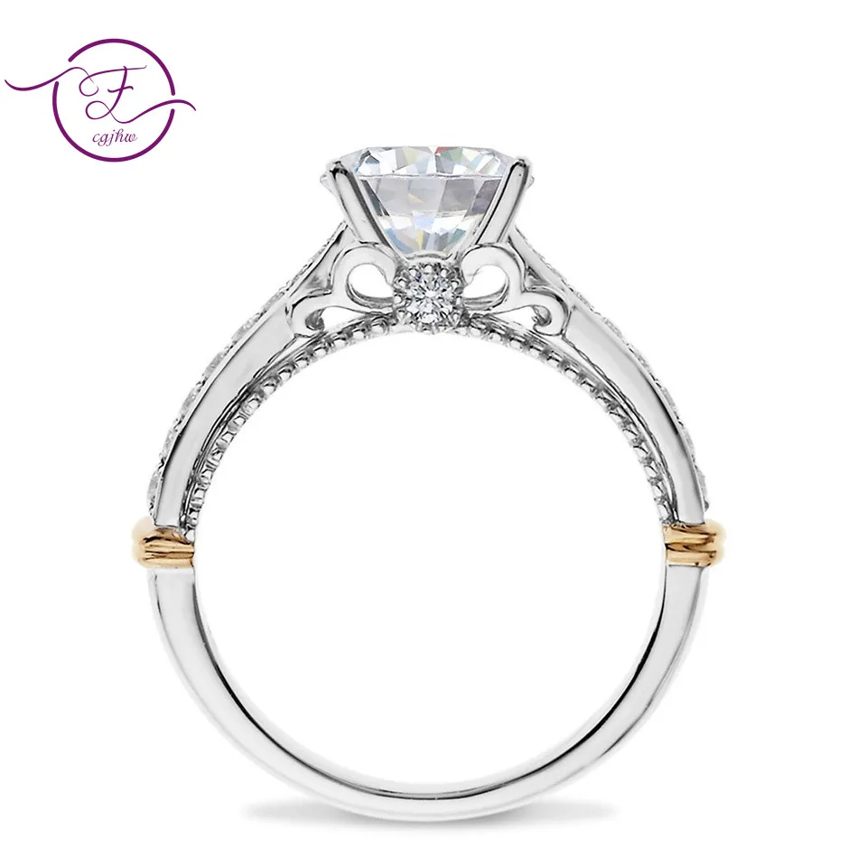 

14K 585 White and Rose Gold Two Tones 1ct 6.5mm EF Color Moissanite Wedding Ring for Women