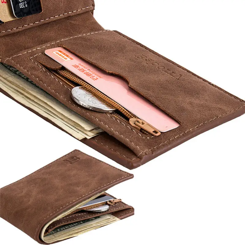 

Men's Short Wallet Business Leather Wallet Pocket Card Holder Clutch Bifold Slim Purse /BL1