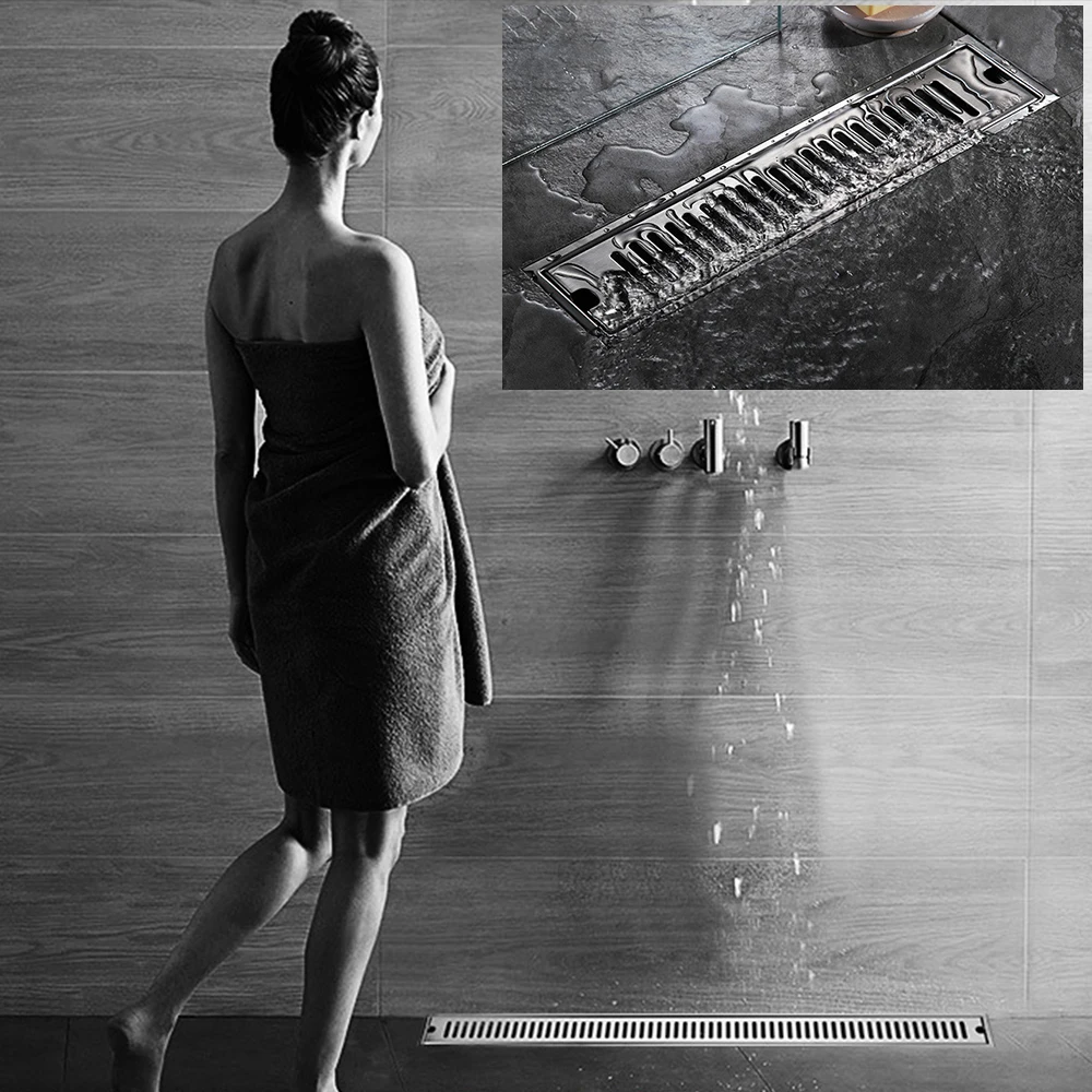 20 80cm side outlet shower drain stainless steel bathroom floor drainage linear waste drain for kithchen free global shipping