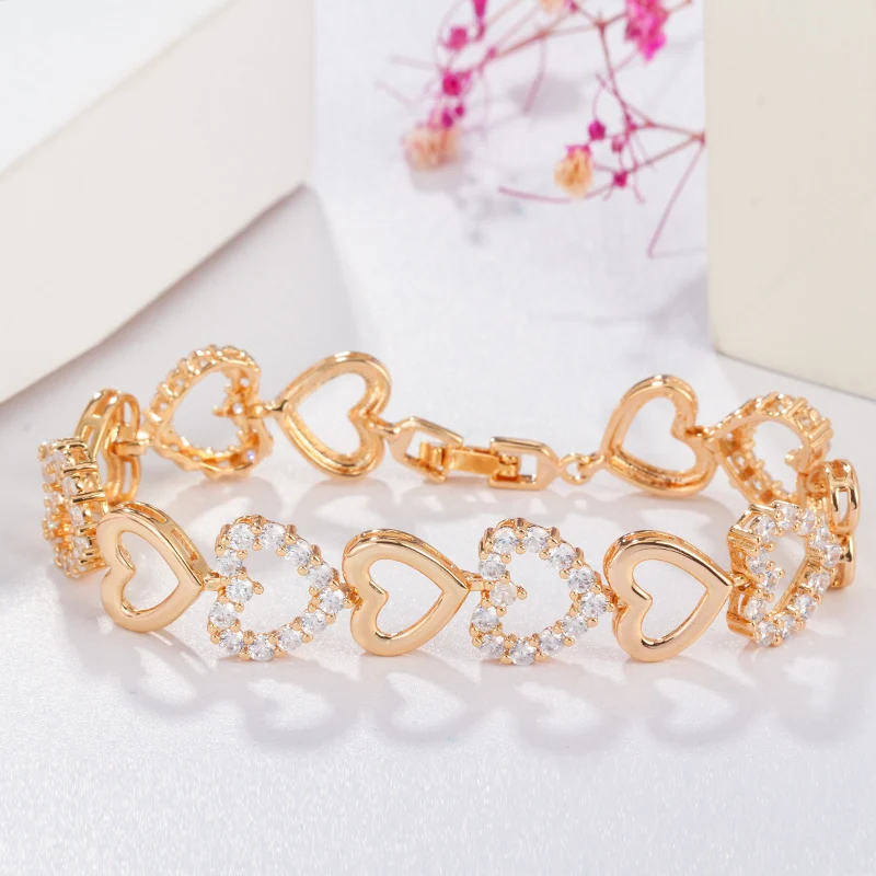 QooLady Модные Изящные Летние Стильные романтические сердца любовь золотой