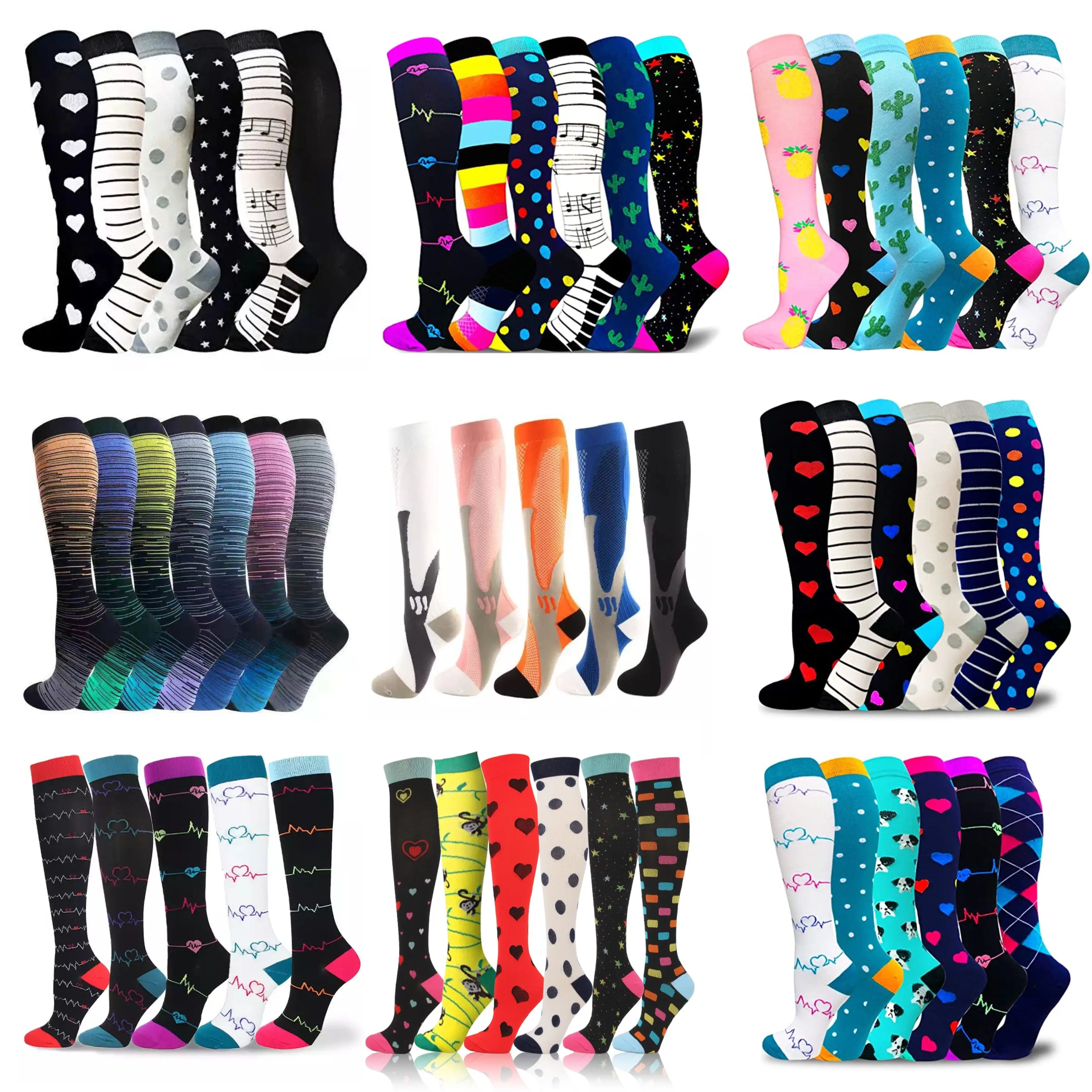 

Компрессионные чулки 30 мм рт. Ст., гольфы, футбольные носки, уличные спортивные яркие цветные Медицинские носки для кормления, пешего туризм...