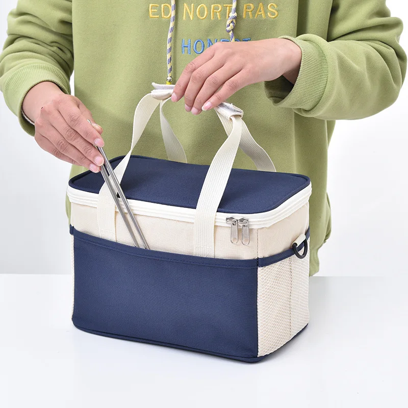 

Students Bring Lunch Box Insulation Pack Oxford Cloth Solid Color Thickened Large Capacity Portable Outdoor Food Ice Pack