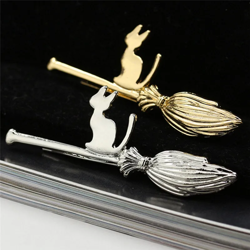 Заколки невидимки в стиле Харадзюку С мультяшным котом на волшебной метле