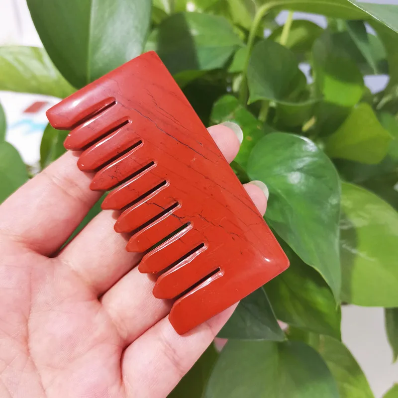 Расчески массажные с натуральной красной яшмой гребень широкими зубьями | Дом и