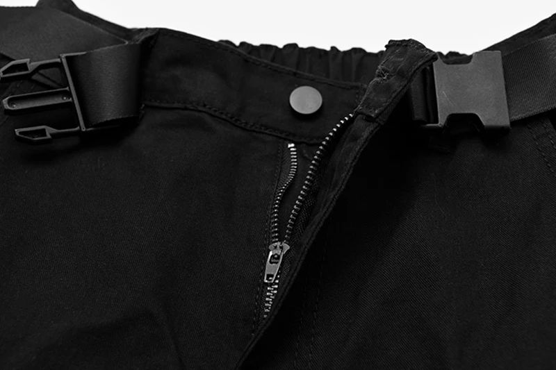 

[EAM] High Elastic Waist Black Ribbon Split Long Harem Trousers New Loose Fit Pants Women Fashion Tide Spring Autumn 2021 1DB539