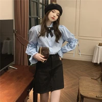 chiffon loose womens shirts new fashion blouses solid color bow tie shirt autumn casual long sleeve blusas houthion