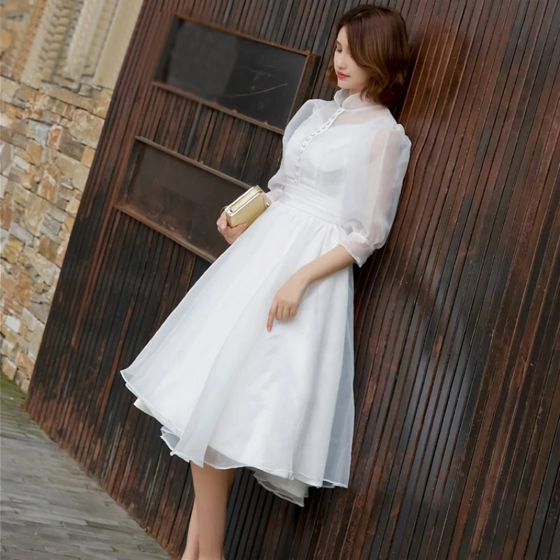 Женское вечернее кружевное платье AnXin SH белое винтажное пляжное с высоким