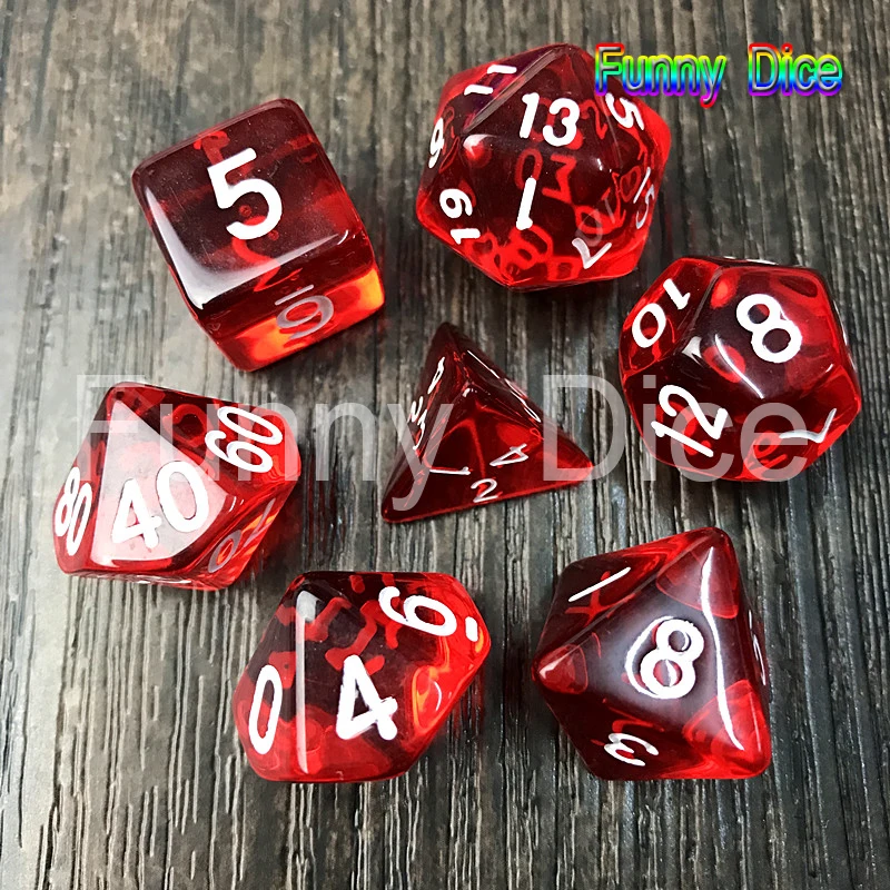 7 шт./компл. набор прозрачных Кристальные кости D4 d6 d8 d10 % d12 d20 для настольной игры rpg