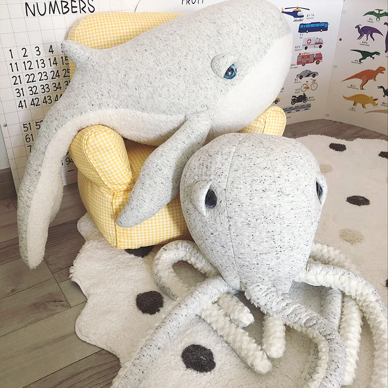 Большие милые животные Дельфин Осьминог диванная набивная подушка плюшевые