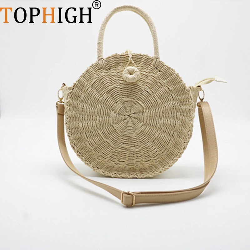 2021 Женская круглая пляжная сумка ручной работы круглые Соломенные Сумочки с Бали