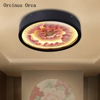 creative new chinese style colorful lotus ceiling lamp living room dining room bedroom chinese style led art ceiling lamp