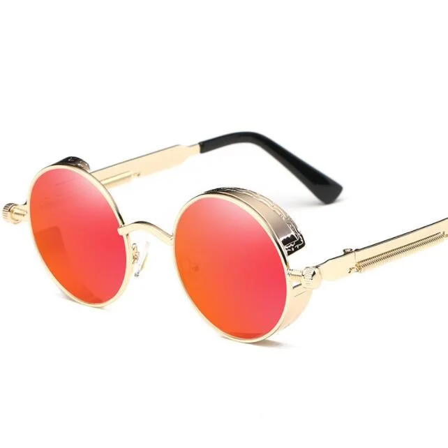 Круглые металлические солнцезащитные очки в стиле стимпанк для мужчин и женщин