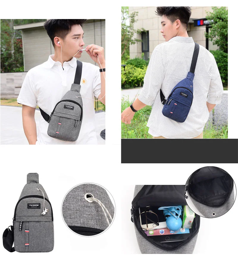 

Men Chest Bag Nylon Messenger Bags Sports Shoulder Package Outdoor Packet Travel Backpack Stash Gym Bag Secret Compartment Purse
