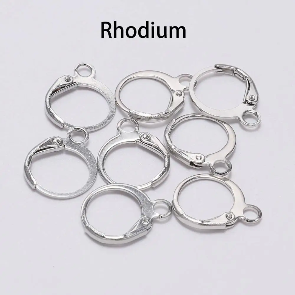 Rhodium 20 шт./лот 14*12 мм серебро золото бронза Французский рычаг Серьги Крючки провода настройки база обручи серьги для DIY ювелирных изделий Поставщик - Цвет: Rhodium