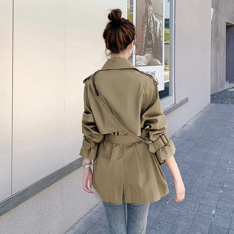 

2020 New Autumn Fashion Trench Coat Women Double Breasted Belt Women Coat Trench Streetwear Chic Windbreaker Loose M446
