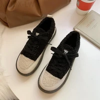 faux fur fashion hot sale sneakers new ladies casual all match thick soled comfortable flat non slip outdoor shoes