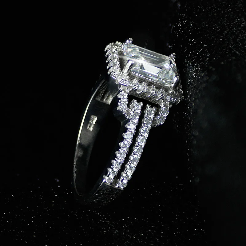 

Square Diamond S925 Sterling Silver color Ring for Women Silver 925 Jewelry Bijoux Femme Bizuteria with Cushion Zirconia Rings