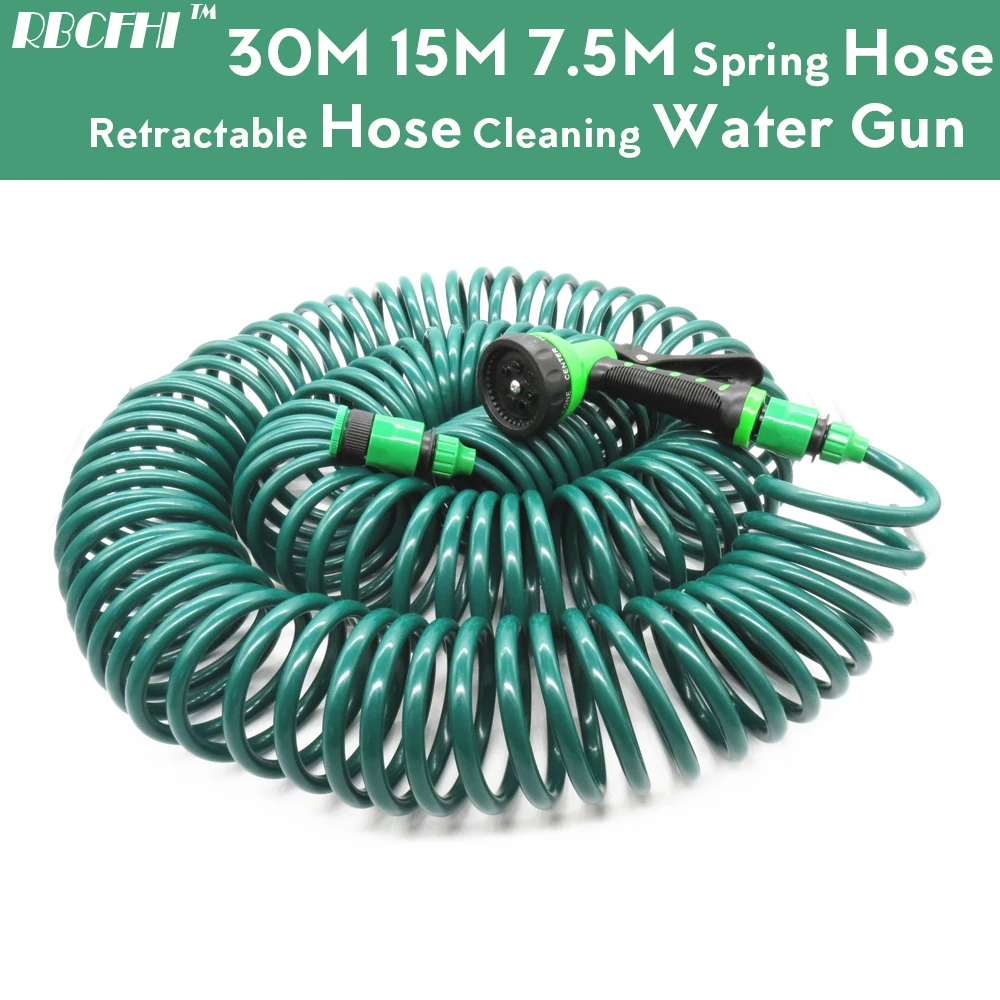 

30M 15M 7.5M Expandable Coil Hose Cleaning Water Gun Retractable Hose Connector Garden Wash Sprayer Sprinkle Watering Irrigation