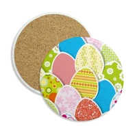 easter festival cute colored egg culture stone drink ceramics coasters for mug cup gift 2pcs