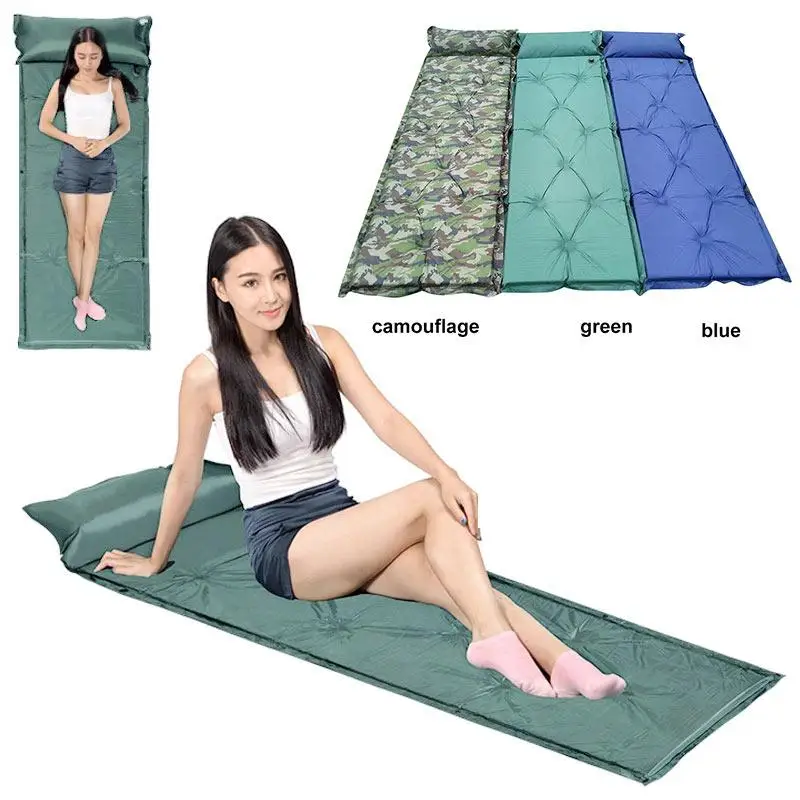 

Durable Camping Air Cushion Spliced Inflatable Tent Mat Inflatable Portable Air Pad Air Mattress 9 Point Multifunction Travel