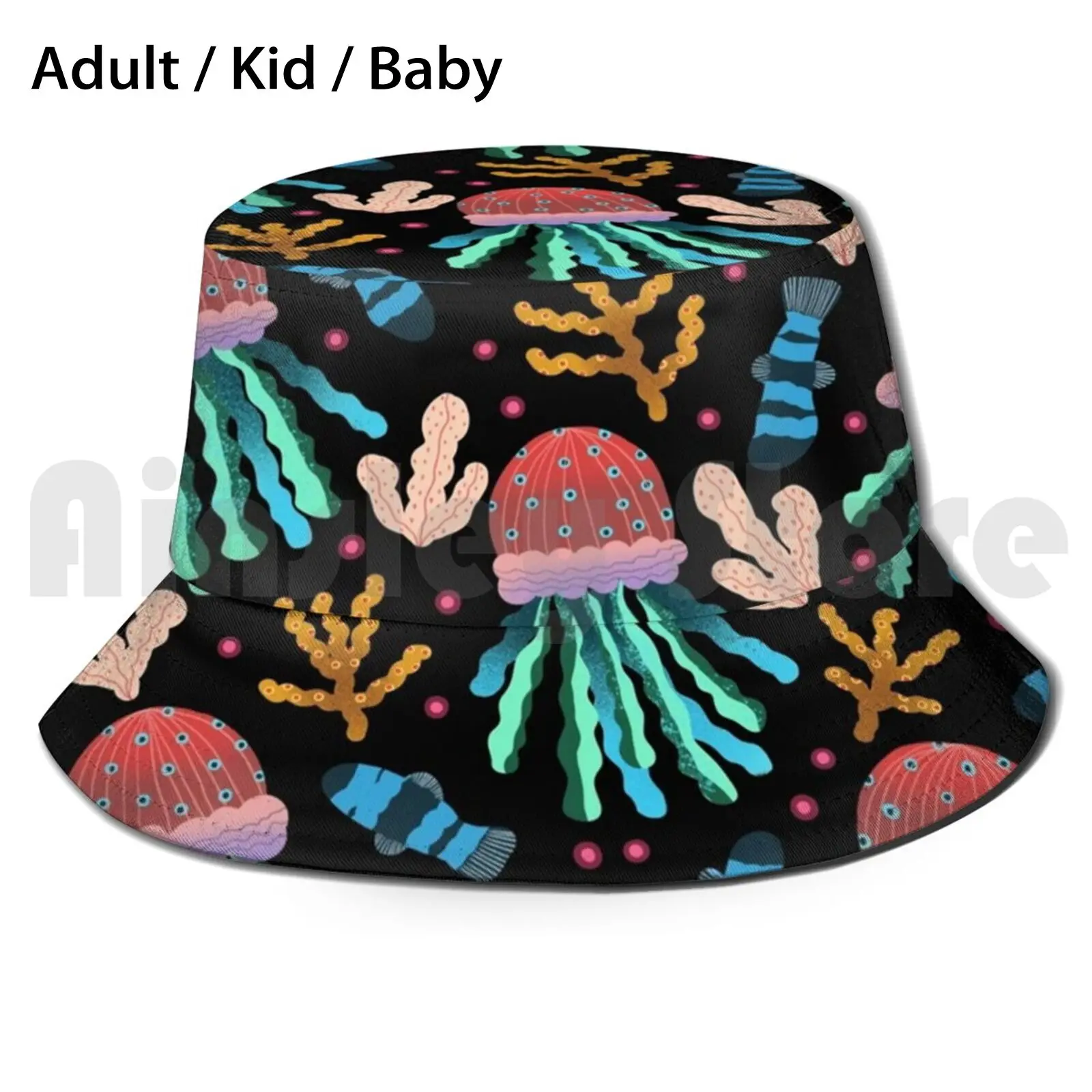 

Солнцезащитная шляпа с Медузой и морскими существами Складная УФ-защита Медуза Морская жизнь морские существа