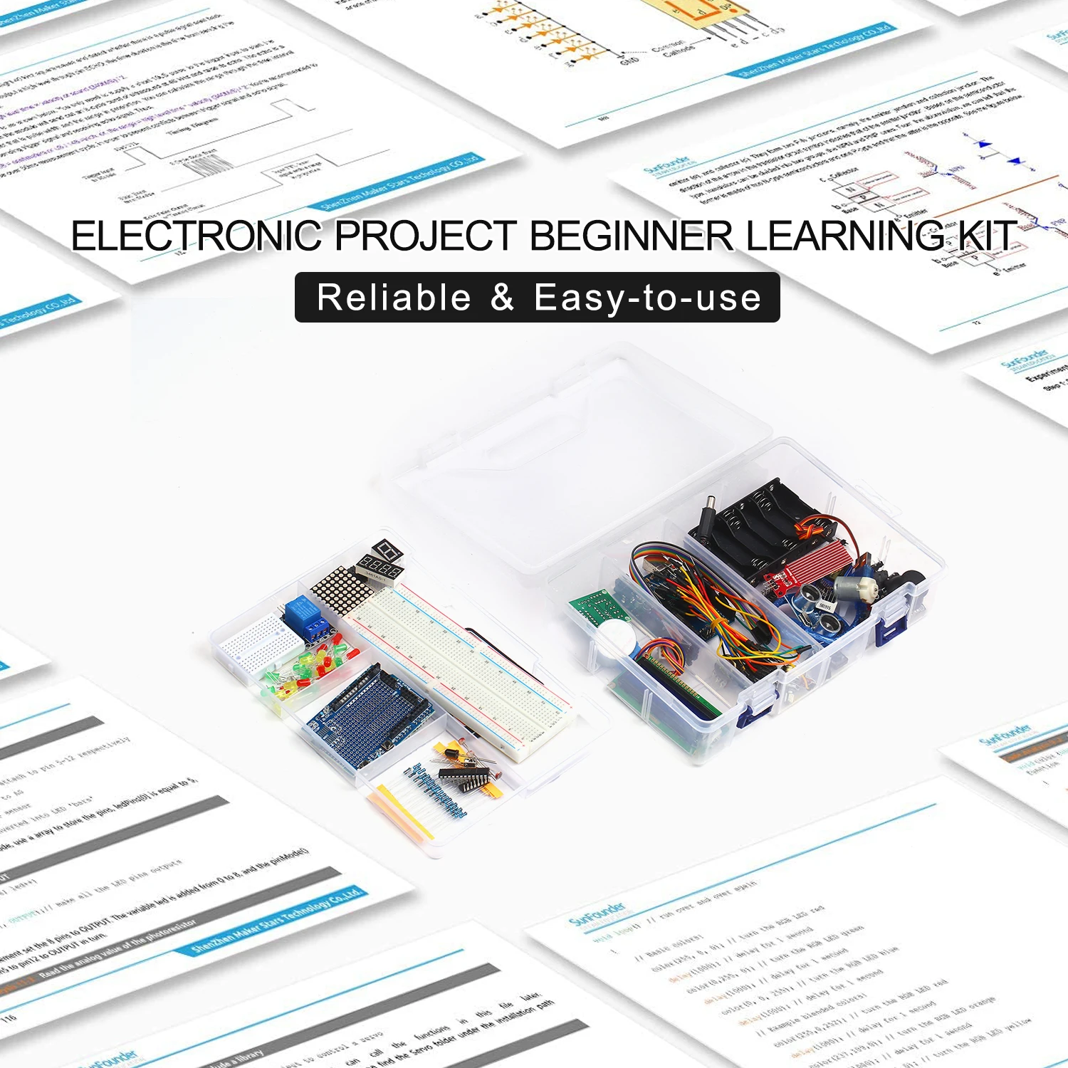 

Electronic Project Starter Tool Parts Beginner Learning Kit with Sensors Stepper Motor Breadboard Jumper Wire LED for UNO R3