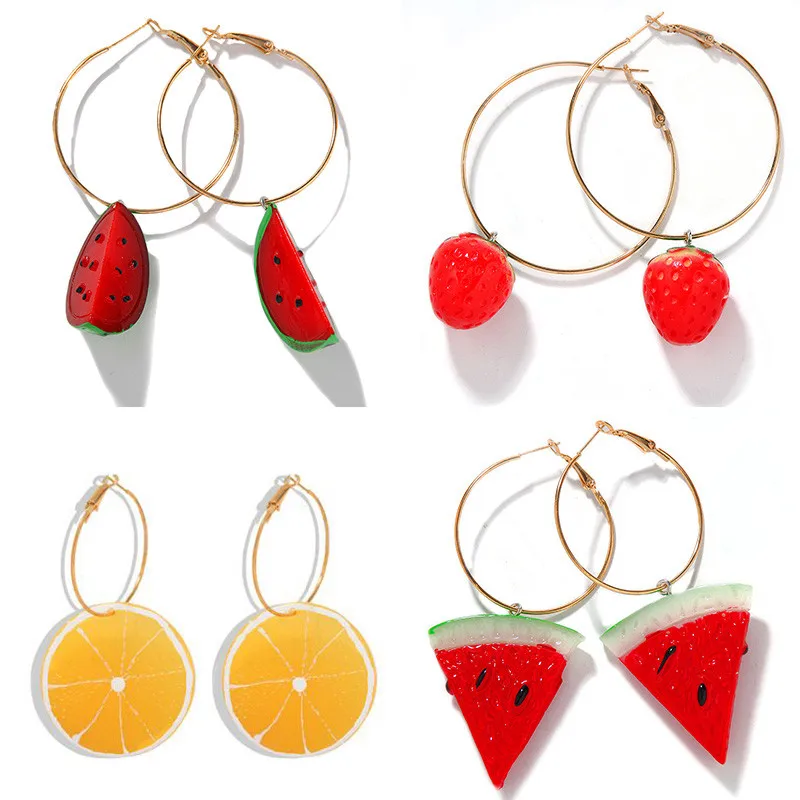 Новые модные милые акриловые серьги с подвесками в виде фруктов масляные красные