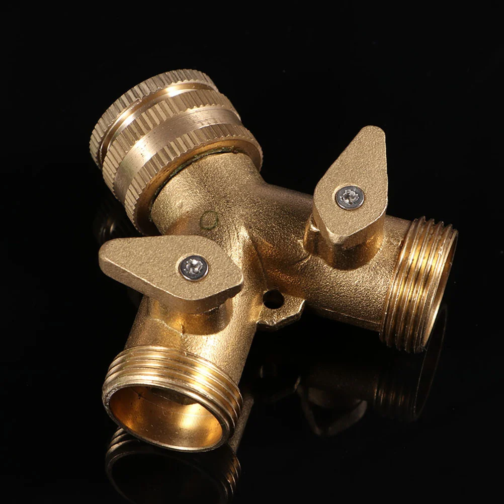 

2 шт., медный двухходовой соединитель для орошения сада с резьбой США 3/4 (золотистый)