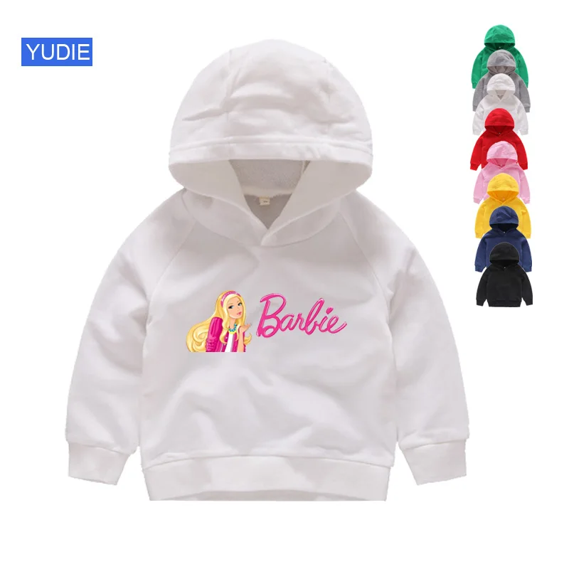 girls Hoodies white Футболка для девочек; хлопковая одежда для малышей Kawaii; милые топы с короткими рукавами; детские толстовки с капюшоном; Свитшот; teeTops; Модная одежда для малышей - Цвет: girls Hoodies white