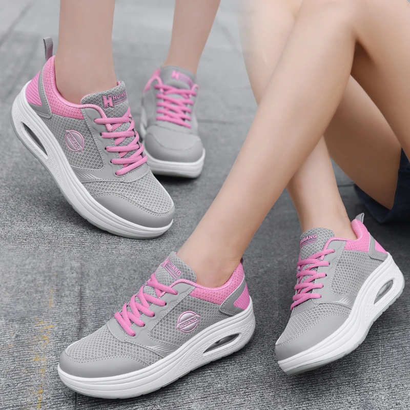 

Heightening Rocking Shoes Women Body Shaping Wedge Sneakers Breathable Sport Shoe Scarpe Fitness Donna Summer Toning Swing Shoes