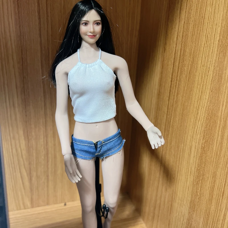 

1/6 Scale female soldiers clothes White vest short pants fit 12 inches TBLeague JIAOU dolls body model