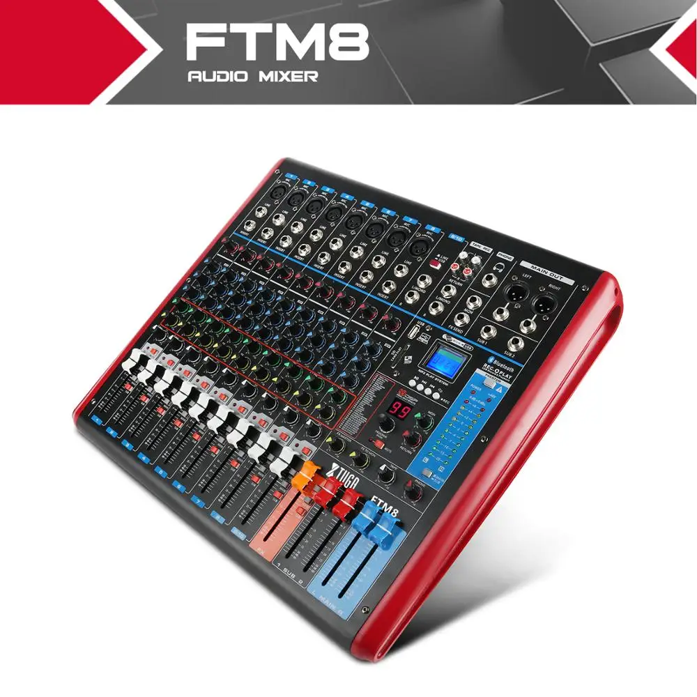 XTUGA FTM8 8-канальный профессиональный звуковой микшер Звук встроенный 99-битный DSP