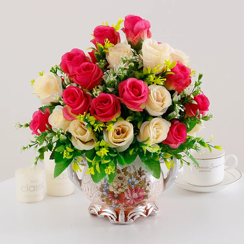 Европейская керамическая ваза + искусственный цветок набор статуэтки для