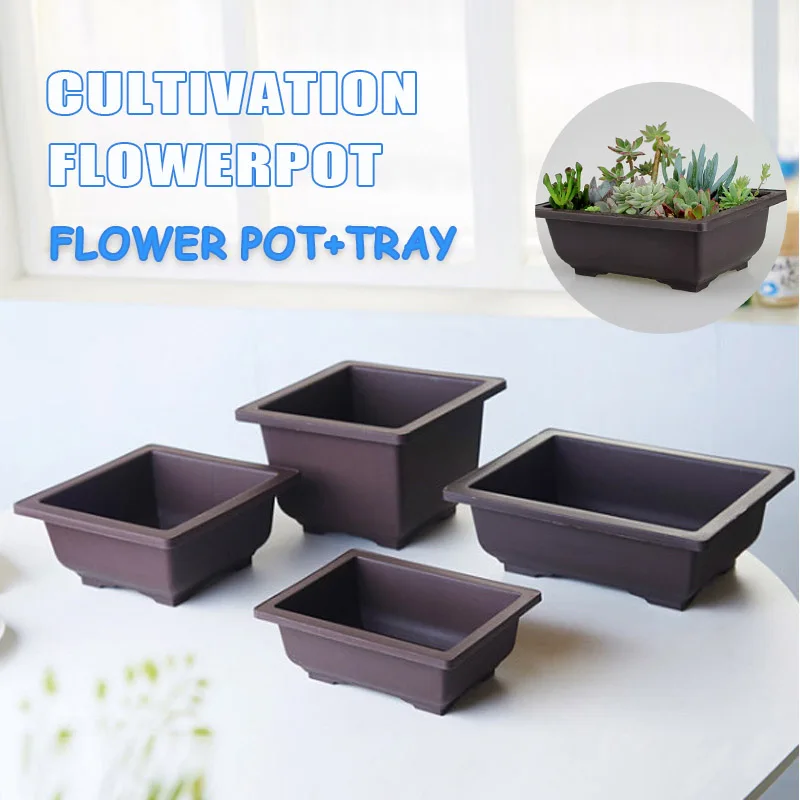 Имитация Пластик цветочный горшок балкон квадратный цветок выращивания бонсая